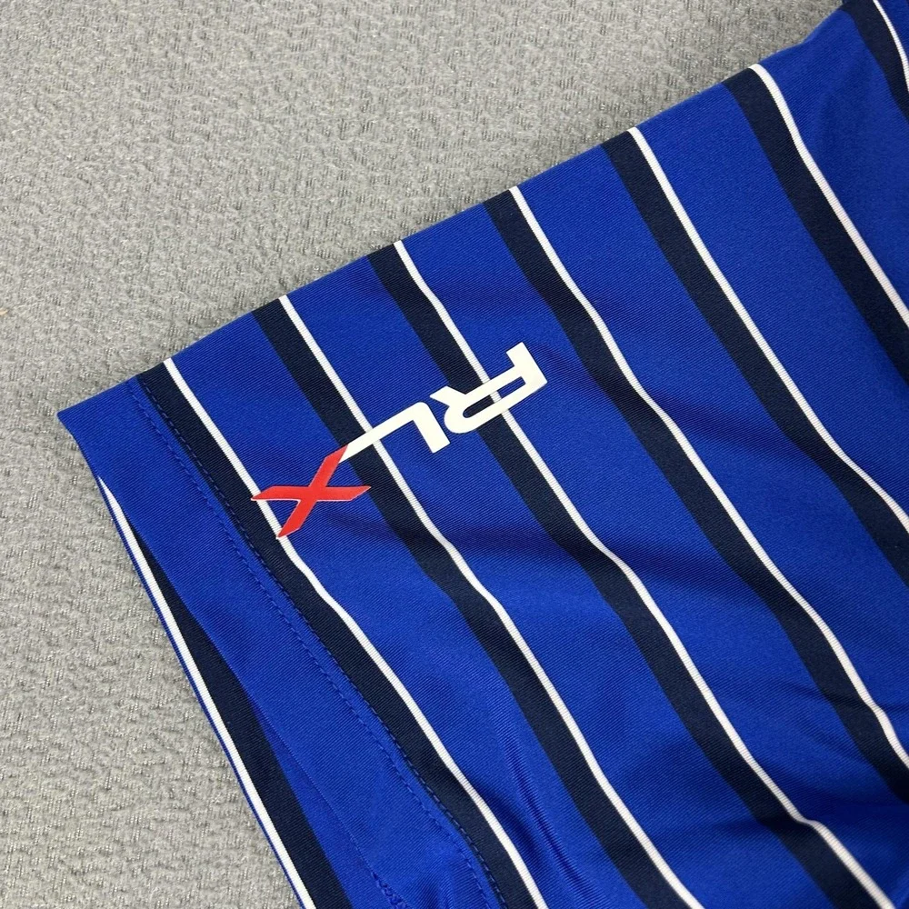 Ralph Lauren Polo Shirt Mens XL Blue Stripe 2015‎ US Open Chambers Golf RLX